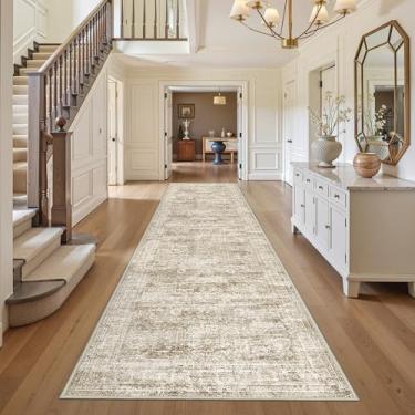 Imagem de Restydon Tapete de corredor 7 x 30 cm para corredor, tapetes de banheiro longos antiderrapantes para cozinha, quarto, tapete macio vintage abstrato lavável para entrada, tapete fino para sala de