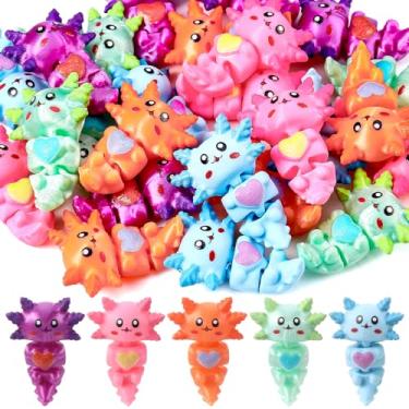 Imagem de Guiqulai 25 peças de mini estatuetas de Axolotl impressas em 3D Axolotl miniaturas brinquedo para aniversário, Natal, aquário, jardins de fadas