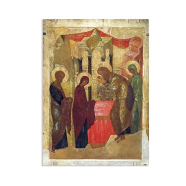 Imagem de Apresentação de Jesus no Templo Andrei Rublev reprodução de pintura em tela famosa arte religiosa decoração de parede para sala de estar Andrei Rublev impressão em tela pronta para pendurar pôster 100