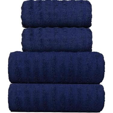 Imagem de Jogo de Toalhas Fio Penteado Gigante 4 Peças Super Macia (Azul Naval)