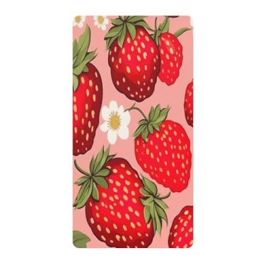 Imagem de Blueangle Lençol de berço padrão para berço infantil - Lençóis de algodão macio e respirável com estampa de morango (498)