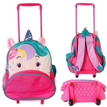 Imagem de Mochila Escolar Infantil Com Rodinhas Para Menina Estudar Unicórnio - 