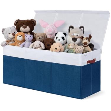 Imagem de SoftOwl Organizador de armazenamento de brinquedos extra grande com tampa – design de caixa de armazenamento de caixa de armazenamento de brinquedos resistente e dobrável – Caixa de brinquedos com