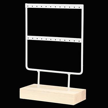 Imagem de Organizador de joias com 24 furos e brincos de metal com base estável, para exibição de joias de loja de varejo doméstico (branco)