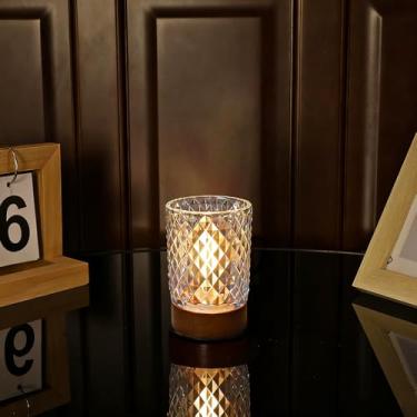 Imagem de Luz noturna operada por bateria com temporizador, lâmpada de vidro decorativa estética sem fio, pequena luz noturna aconchegante para dormitório, mini lâmpadas para mesa de cabeceira, banheiro, quarto
