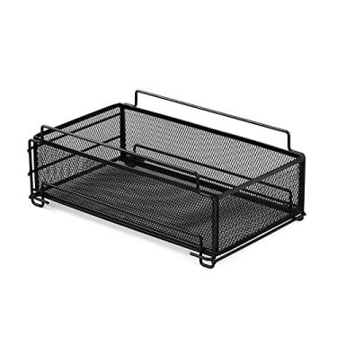 Imagem de Organizador de cozinha embaixo da pia – Cesta de malha vertical empilhável com gavetas deslizantes – para armário, bancada, despensa e mesa de trabalho/preto/1 camada