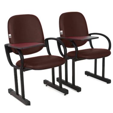 Imagem de 02 Cadeiras Escolar para Auditório e Escolas com Prancheta Linha Dallas Auditório Vermelho