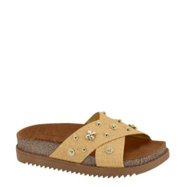 Imagem de Tamanco Papete Flatform Bottons Feminino Moleca 5500.112, Natural, 36