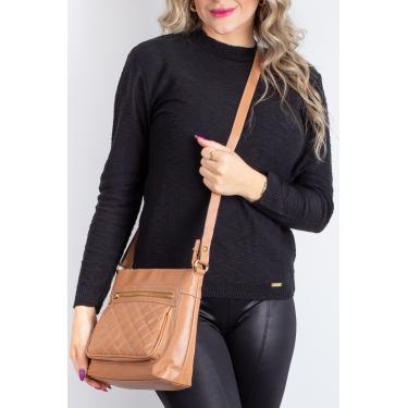 Imagem de Bolsa transversal matelassê de couro liso Bia