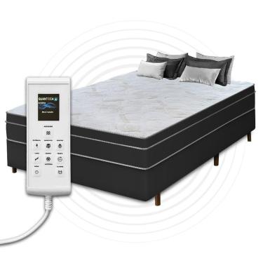 Imagem de Cama Box Casal + Colchão Com Massageador Espuma D33 Função Ortopédica 138x188cm Preto