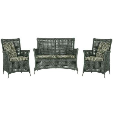 Imagem de Jogo Sofá E 2 Poltronas Igapó Alumínio Fendi E5 Trama Verde