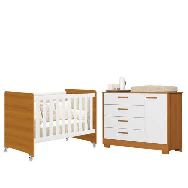 Imagem de Jogo De Quarto Infantil Cômoda Zaki E Berço Evolution Branco Fosco-savana - Reller Móveis Branco Fosco-savana