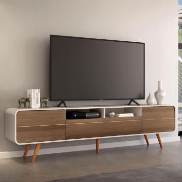 Imagem de Rack Bancada época 2.2 Off White-castanho Para Tv Até 85? - Hb Móveis Off White-castanho