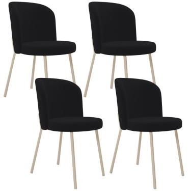 Imagem de Kit 04 Cadeiras para Sala de Jantar Cozinha Estofada Gavi Arena L02 Suede Preto - Lyam Decor