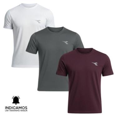 Imagem de Kit 3 Camisetas Diadora Small Logo Masculina - Bordô e Branco GG, GG