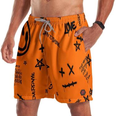 Imagem de Short Bermuda Graffiti Sad Smile Laranja-Masculino