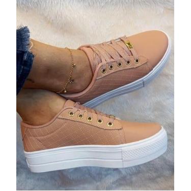 Imagem de Tênis Casual Plataforma Feminino 34 ao 39 Branco,Preto,Nude - ZALU, Nu