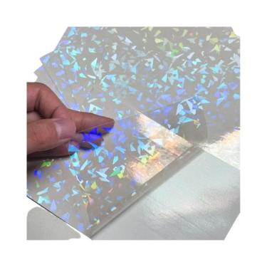 Imagem de Adesivo Holográfico A6 50 Folhas Autoadesivo Impermeável Filme De Lami