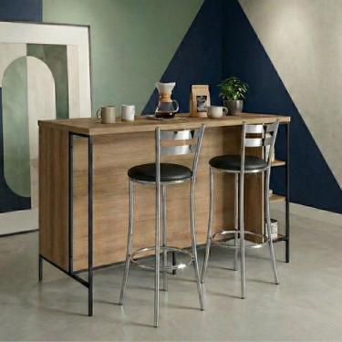 Imagem de Bancada Gourmet Ilha Industrial Mel/Arenas Com 2 Banquetas Jade Mel/Ar