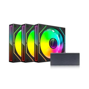 Imagem de Kit Cooler C3tech RGB F9-l660bkRGB Com Controladora Preto