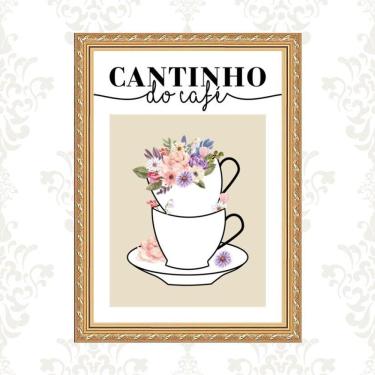 Imagem de Quadro Moldura Dourada Cantinho Do Café 24X18Cm