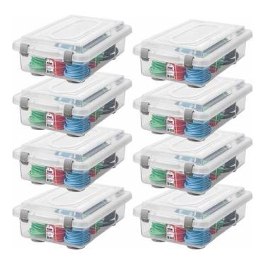 Imagem de Kit 8 Organizador 2,3L Plástico Multiuso Empilhável Rígida Trava - San