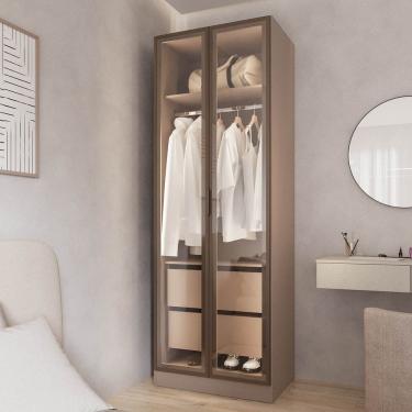 Imagem de Guarda Roupa Modulado 100% Mdf 2 Portas Reflecta Orion Cabecasa Madeiraoriginals Mocha/Reflecta