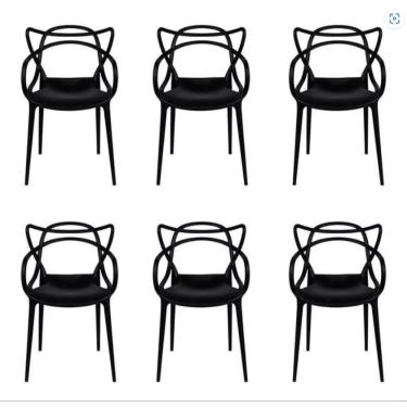 Imagem de Conjunto Com 6 Cadeiras Allegra Preta Polipropileno Salna