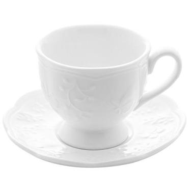 Imagem de Xícara de porcelana com pires para chá Butterfly Flower Lyor 200 ml