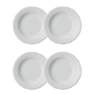 Imagem de Jogo 4 Pratos Fundos Pomerode Brancos 24 cm Porcelana Schmidt