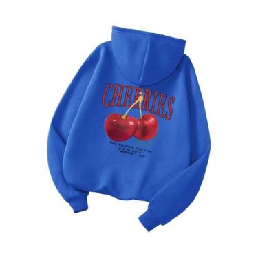 Imagem de Moletom Unissex De Hip Hop Com Capuz, Estampa Divertida De Cerejas E D