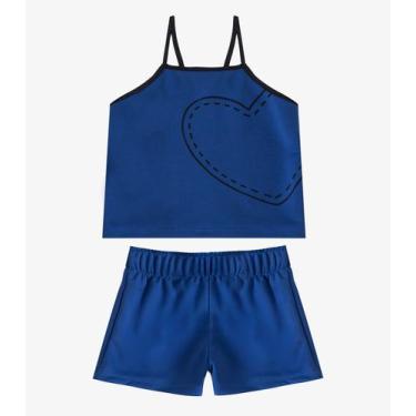 Imagem de Conjunto Infantil Blusa e Shorts Menina Select Azul, 10, Azul