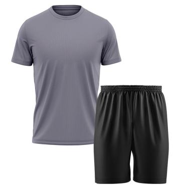 Imagem de Kit Calção Short Futebol Basquete Preto + Camiseta Manga Curta Masculina-Masculino