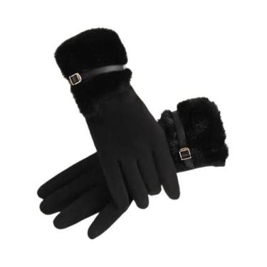 Imagem de Luvas Femininas De Inverno Com Tela Sensível Ao Toque, Forradas De Lã,