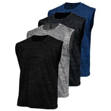 Imagem de Kit 4 Camisetas Regata Machão Dry Academia Masculina-Masculino