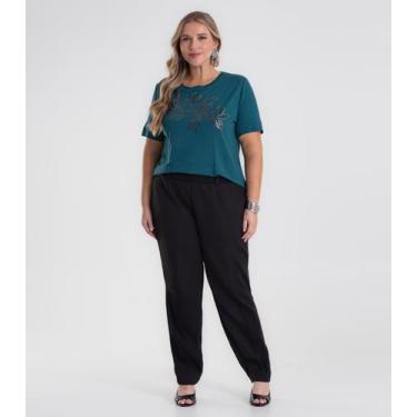 Imagem de Calça Feminina Alfaiataria Plus Size Secret Glam Preto, Plus G4, Preto