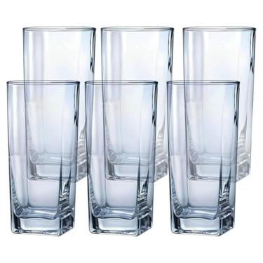 Imagem de Conjunto de 6 Copos de Vidro Texas Transparente, 320 ml Quadrado Suco Agua Refrigerante Mesa Posta, Jogo de Copos