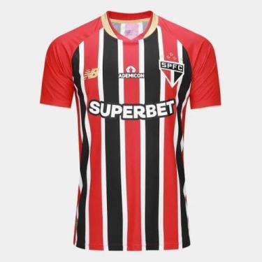 Imagem de Camisa São Paulo FC Torcedor Away 2025 Listrada - New Balance, Vermelh