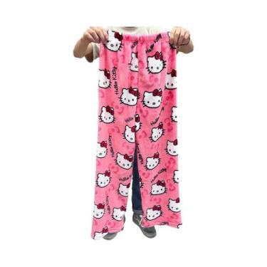 Imagem de Pijamas De Flanela Kawaii Hello Kitty Para Mulheres, Calças Casuais Pa