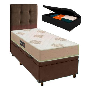 Imagem de Kit Cama Box Bau + Cabeceira + Colchão Solteiro D33 Inovaflex - Preto