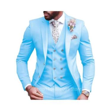 Imagem de Elegante Terno Rosa Slim Fit Para Casamento Masculino: Jaqueta, Colete