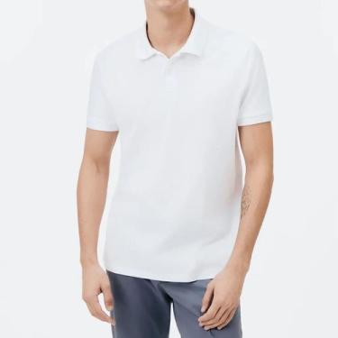 Imagem de Camisa polo masculina hering manga curta piquet lisa n3a7 -, Branco, P