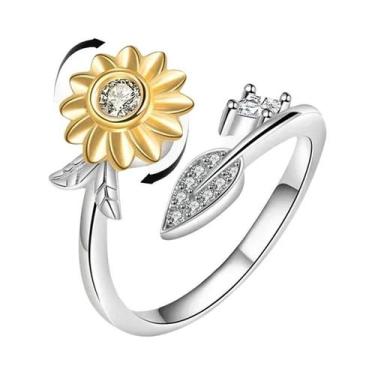 Imagem de Anel Antiestresse Ajustável Para Mulheres, Joia Fidget Spinner Com Des