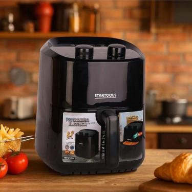 Imagem de Air Fryer Fritadeira Elétrica Saudável Sem Óleo Preta para Fritura Bat