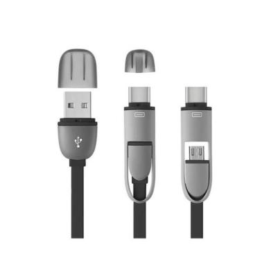 Imagem de Cabo 2 Em 1 Tyce C e Micro USB Cabo Flat 1,5M Preto Multilaser WI350