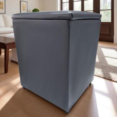 Imagem de Puff Baú Banqueta Quadrado Cubo Decorativo material sintético e Suede 