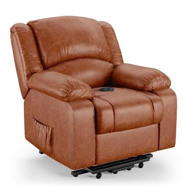 Imagem de Poltrona Do Papai Reclinável Pietra Elevação Lift Elétrico Fh9 Pu Caramelo Brilho - Mpozenato
