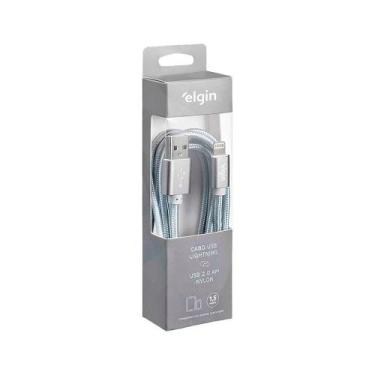 Imagem de Cabo Usb Lightning Nylon Cinza 1,5m 480mbps Com Aparelhos - ELGIN