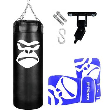 Imagem de Saco De Pancada Profissional 90 Cm + Luva Bate Saco Pro Muay Thai + Suporte Articulado...