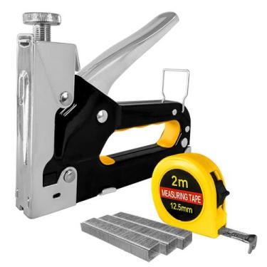 Imagem de Grampeador Manual Profissional 3 em 1 Com Maleta Trena E 100 Grampos 8